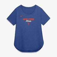 Women's Nike Heather Royal New York Mets Arched Tri-Blend T-Shirt