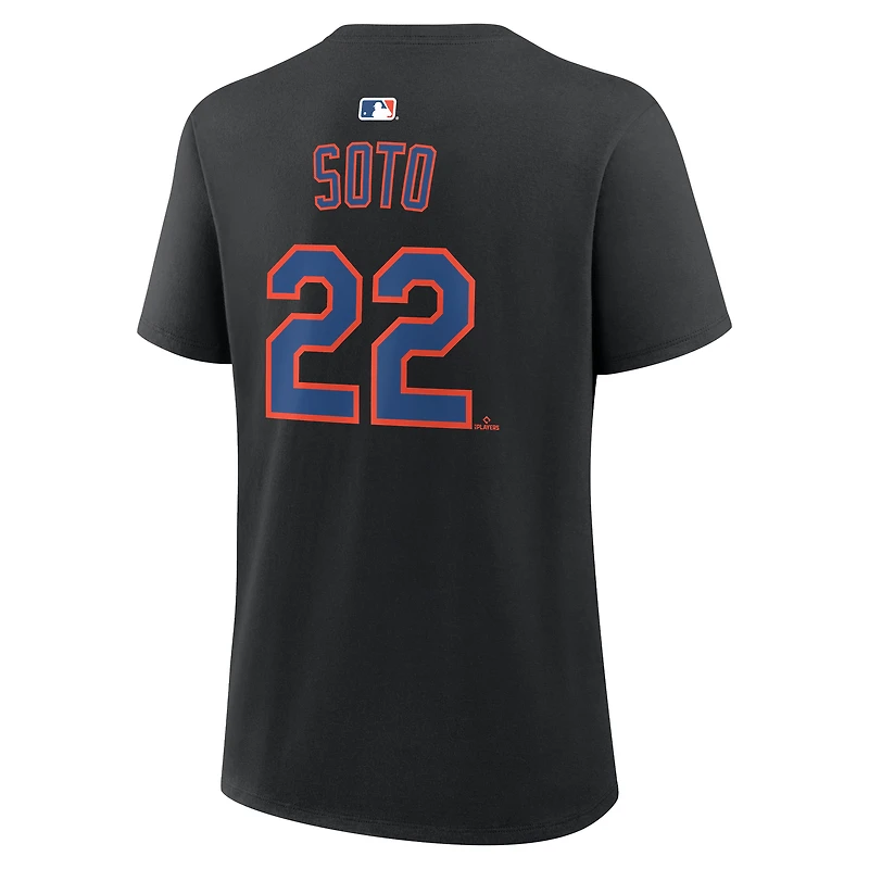 Women's Nike Juan Soto Black New York Mets Name & Number T-Shirt