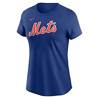 T-shirt Nike Juan Soto Royal New York Mets Cooperstown Collection Fuse avec nom et numéro pour femme