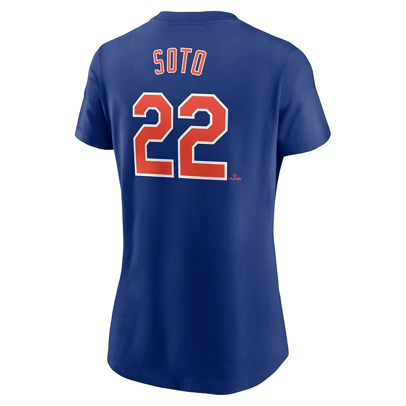 Women's Nike Juan Soto Royal New York Mets Cooperstown Collection Fuse Name & Number T-Shirt