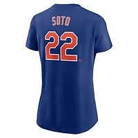 Women's Nike Juan Soto Royal New York Mets Cooperstown Collection Fuse Name & Number T-Shirt
