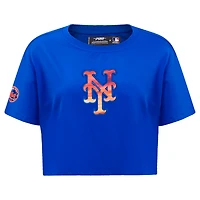 Women's Pro Standard Royal New York Mets Painted Sky Boxy Cropped T-Shirt