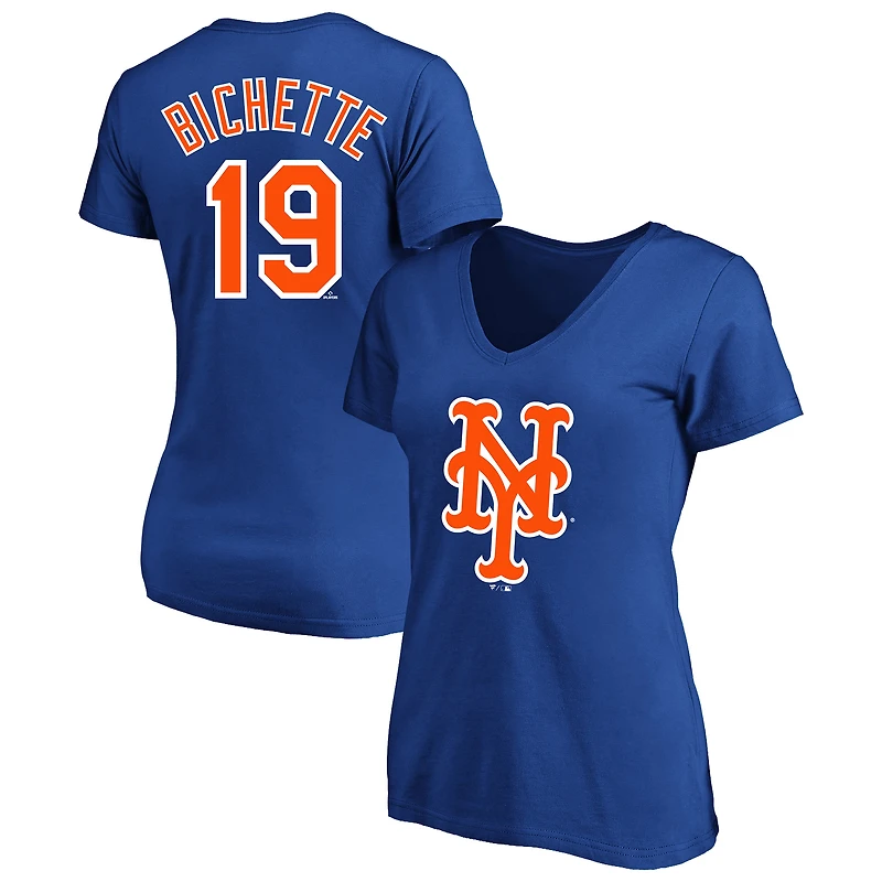 T-shirt à col en V Bo Bichette Royal New York Mets, grande taille, nom et numéro, pour femme