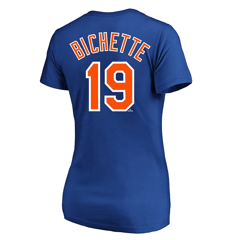 T-shirt à col en V Bo Bichette Royal New York Mets, grande taille, nom et numéro, pour femme