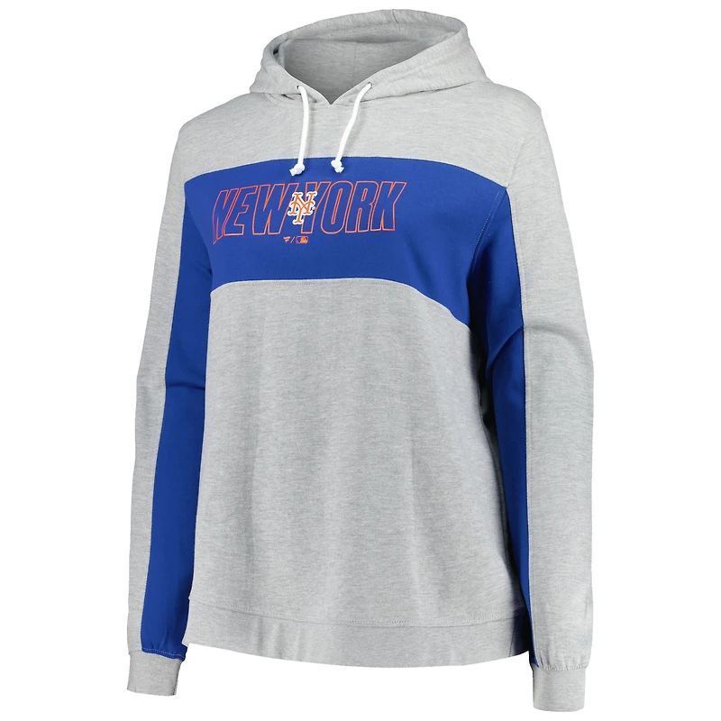 Profil pour femme Gris chiné New York Mets Pull à capuche en jersey grande taille
