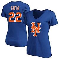 Profil femme Juan Soto Royal New York Mets T-shirt col en V grande taille avec nom et numéro