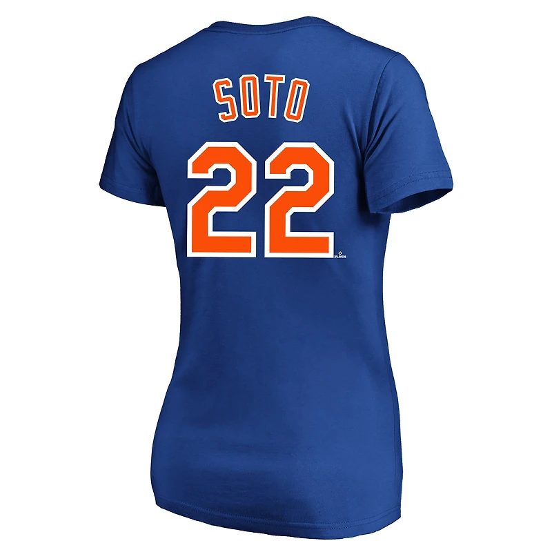 Women's Profile Juan Soto Royal New York Mets Plus Name & Number V-Neck T-Shirt