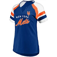 T-shirt à encoche arquée pour femme avec profil Royal New York Mets