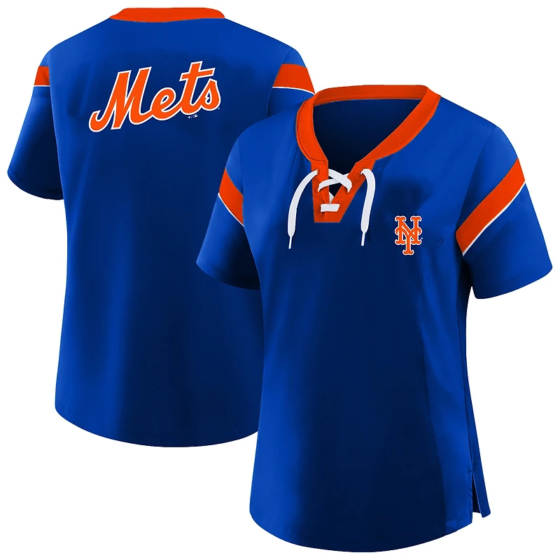 Women's Profile Royal New York Mets Plus Lace-Up T-Shirt