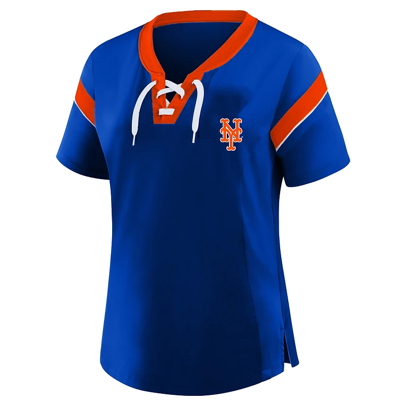 Women's Profile Royal New York Mets Plus Lace-Up T-Shirt