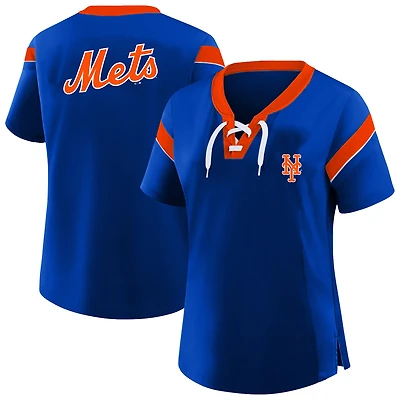 Women's Profile Royal New York Mets Plus Lace-Up T-Shirt