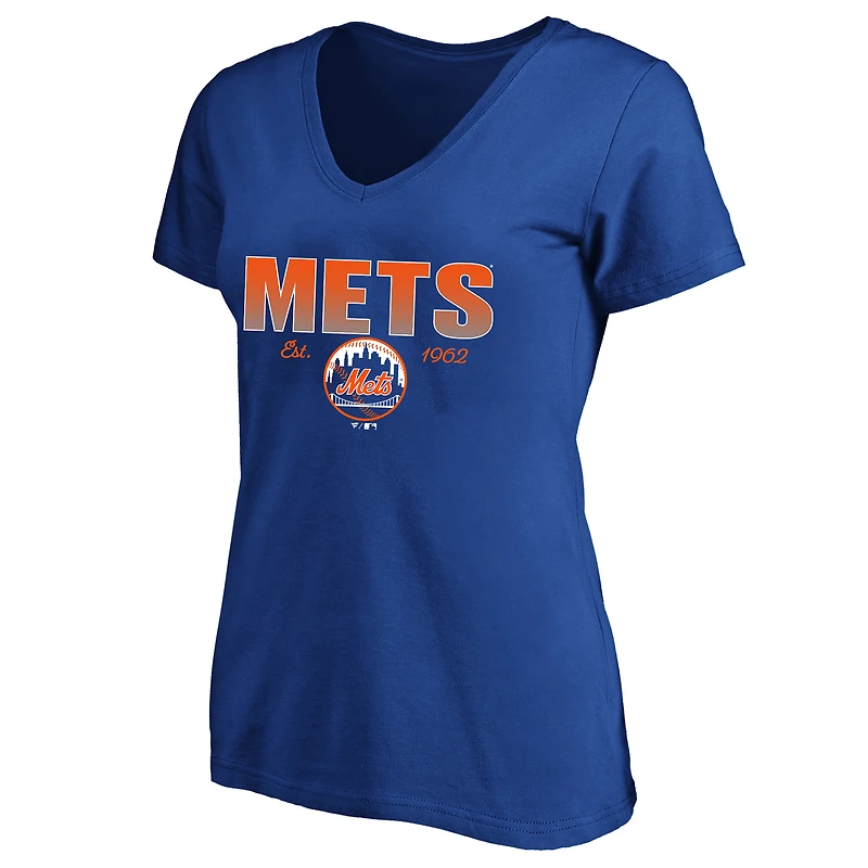 Women's Profile Royal New York Mets Plus Wordmark V-Neck T-Shirt