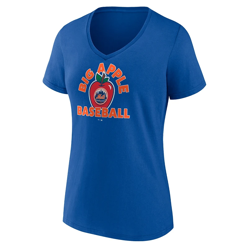 Women's  Royal New York Mets Big Apple Baseball V-Neck T-Shirt