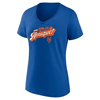 T-shirt col V à imprimé Royal New York Mets pour femme