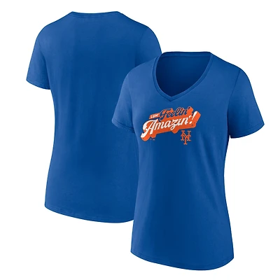 Women's Royal New York Mets Hometown Graphic V-Neck T-Shirt