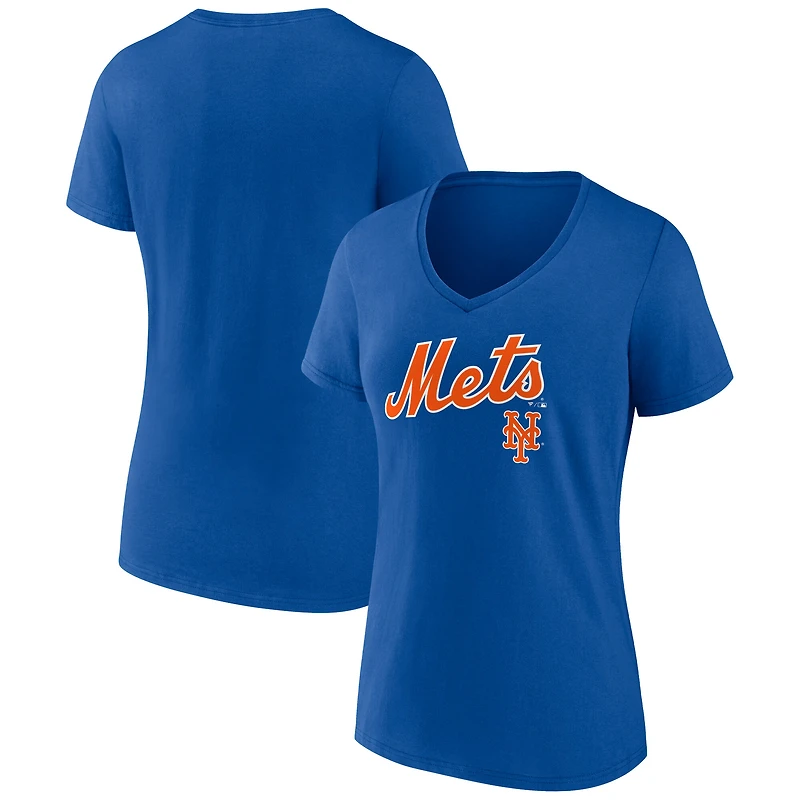 T-shirt col V Royal New York Mets Team Lockup pour femme