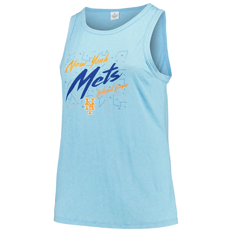 Débardeur tri-mélange courbé a col haut grande taille Soft as Grape Royal New York Mets pour femmes