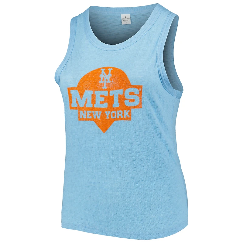 Women's Soft as a Grape Light Blue New York Mets Plus High Neck Tri-Blend Tank Top