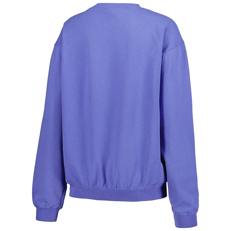 Women's Soft as a Grape Royal New York Mets Pigment Dye Pullover Sweatshirt