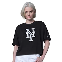 Women's Starter  Black New York Mets Holy Grail Boxy Cropped T-Shirt