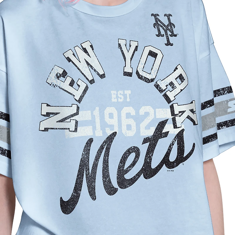 T-shirt court Starter blanc pour femmes des New York Mets, « Hurry Up Offense »