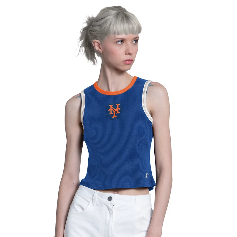 Débardeur court Starter Royal New York Mets Cooperstown Play the Ball pour femmes