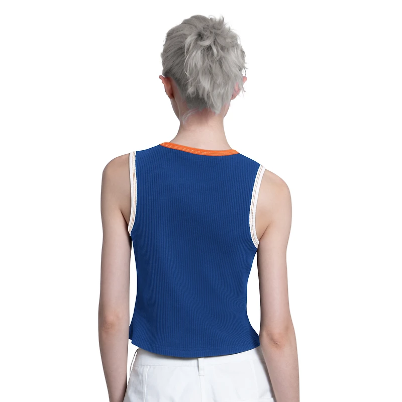Women's Starter  Royal New York Mets Cooperstown Play the Ball Crop Tank Top