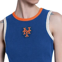 Women's Starter  Royal New York Mets Cooperstown Play the Ball Crop Tank Top