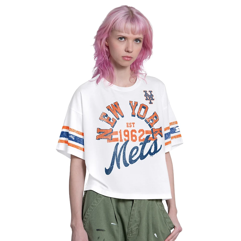 Women's Starter  White New York Mets Cropped Hurry Up Offense T-Shirt
