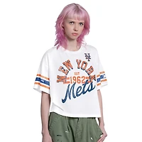 Women's Starter  White New York Mets Cropped Hurry Up Offense T-Shirt