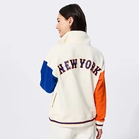 Women's Terez Cream New York Mets Reserve Quarter-Zip Pullover