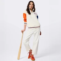 Women's Terez Cream New York Mets Reserve Quarter-Zip Pullover