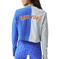 Women's Terez Gray/Royal New York Mets Cropped Button-Up Cardigan