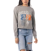 T-shirt court à manches longues pour femmes The Wild Collective, gris, New York Mets