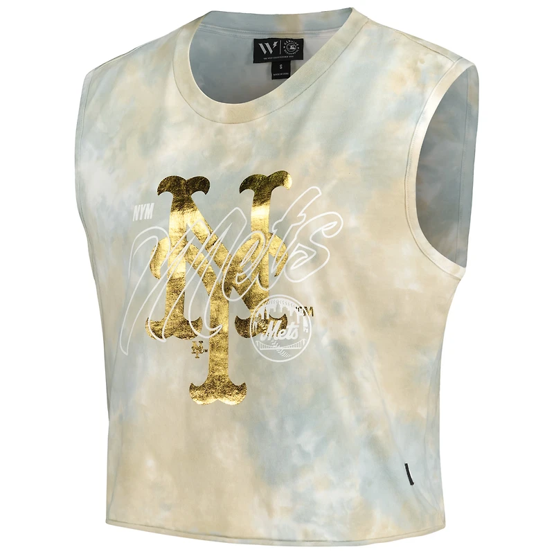 Débardeur muscle délavé des Mets de New York The Wild Collective pour femme, blanc