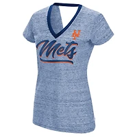 T-shirt à col en V pour femme Touch Royal New York Mets Halftime Back Wrap Top