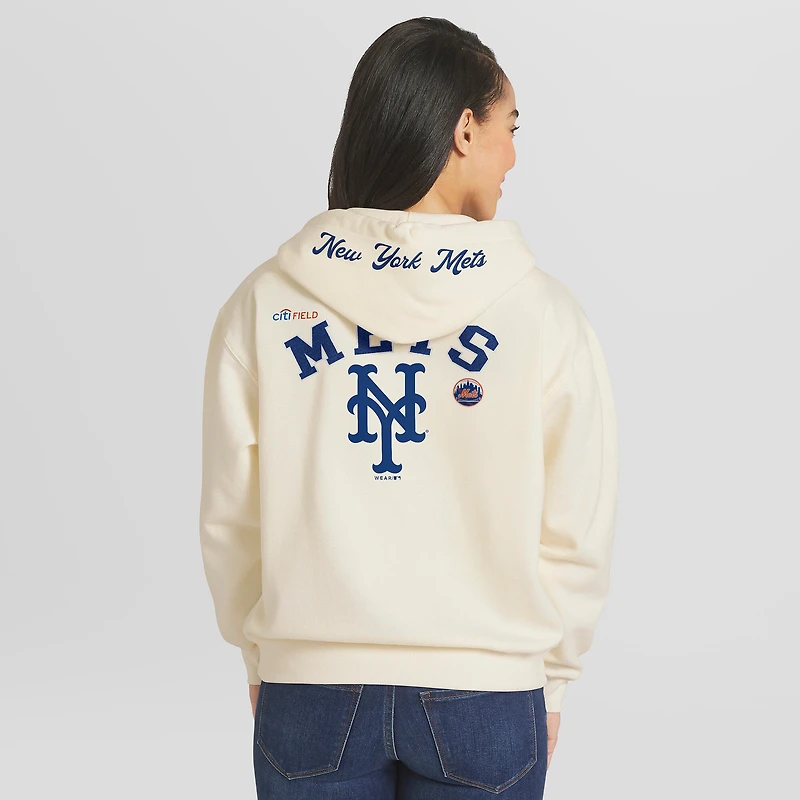 Sweat à capuche zippé crème New York Mets pour femme de la marque WEAR by Erin Andrews