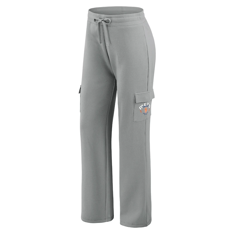 Women's WEAR by Erin Andrews Gray New York Mets Plus Waffle-Knit Long-Sleeve Hoodie & Lounge Pant Set