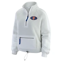 Women's WEAR by Erin Andrews Gray New York Mets Polar Fleece Quarter-Zip Jacket
