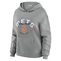Ensemble sweat à capuche manches longues et pantalon de détente en maille gaufrée grise New York Mets la marque WEAR by Erin Andrews pour femmes