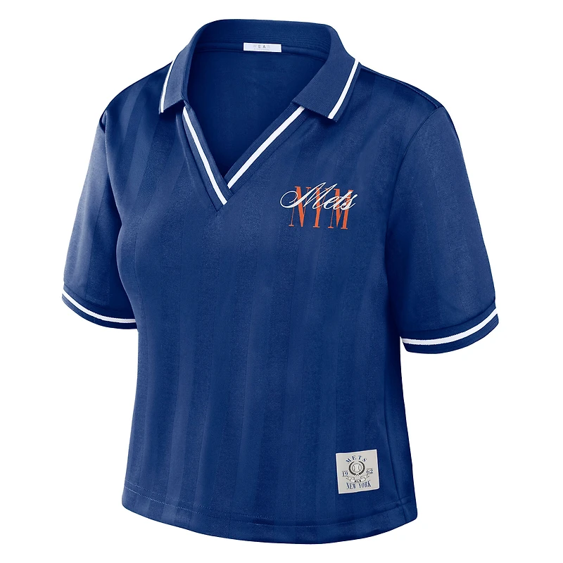 Polo court à col en V Royal New York Mets de la collection femme WEAR by Erin Andrews