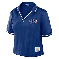 Polo court à col en V Royal New York Mets de la collection femme WEAR by Erin Andrews