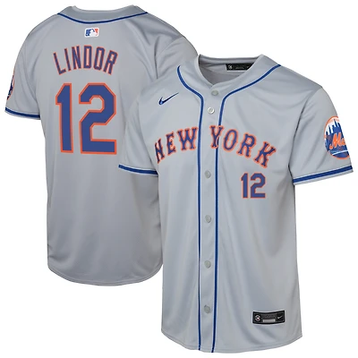 Maillot de joueur Nike Francisco Lindor gris New York Mets Road Limited pour jeunes