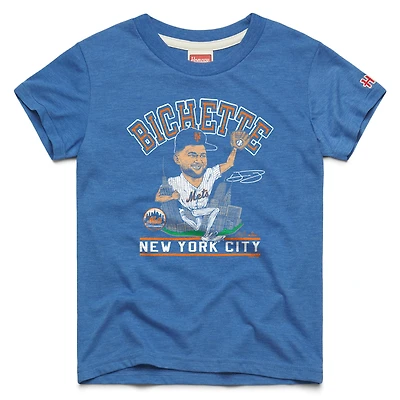 Youth Homage Bo Bichette Navy New York Mets Caricature Tri-Blend T-Shirt