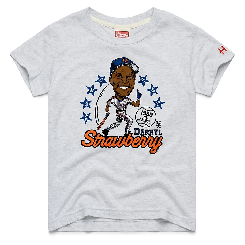 Youth Homage Darryl Strawberry Ash New York Mets Cooperstown Collection Caricature Tri-Blend T-Shirt