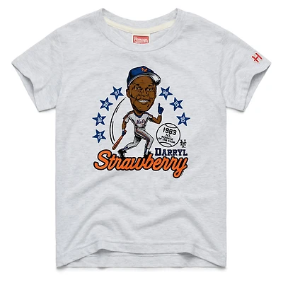 Youth Homage Darryl Strawberry Ash New York Mets Cooperstown Collection Caricature Tri-Blend T-Shirt