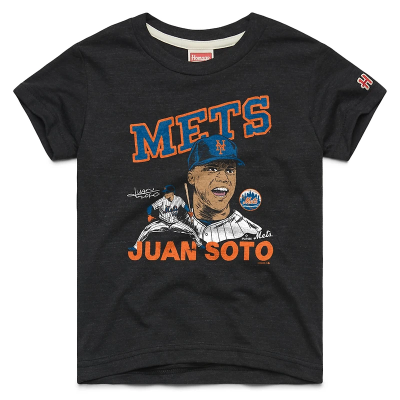 Youth Homage Juan Soto Charcoal New York Mets Player Graphic Tri-Blend T-Shirt