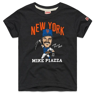 Youth Homage Mike Piazza Charcoal New York Mets Cooperstown Collection Caricature Tri-Blend T-Shirt