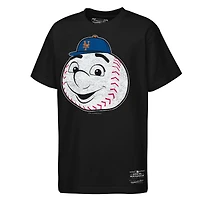 T-shirt Mitchell & Ness noir pour enfants, mascotte des Mets de New York, grand visage