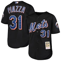 Jeunes Mitchell & Ness Mike Piazza Noir New York Mets Cooperstown Collection Maillot d'entraînement au bâton en maille